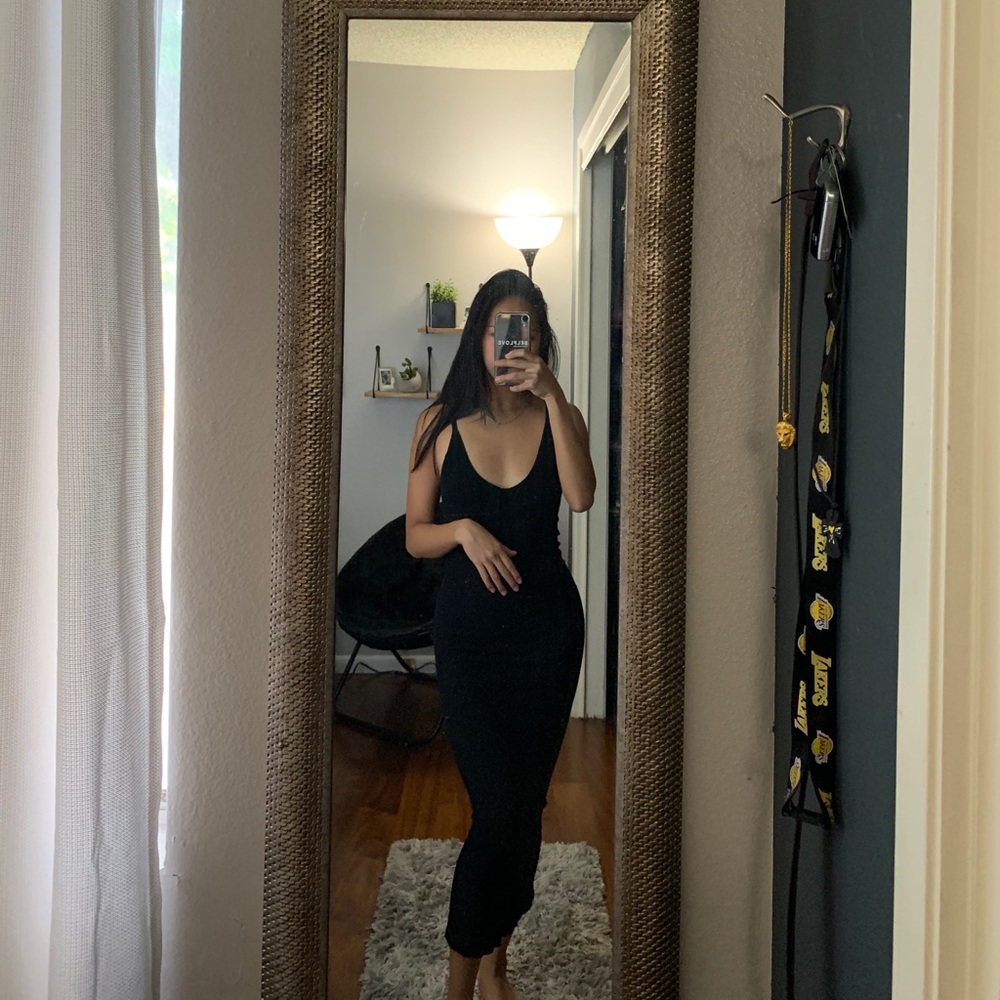 Topshop long black summer dress